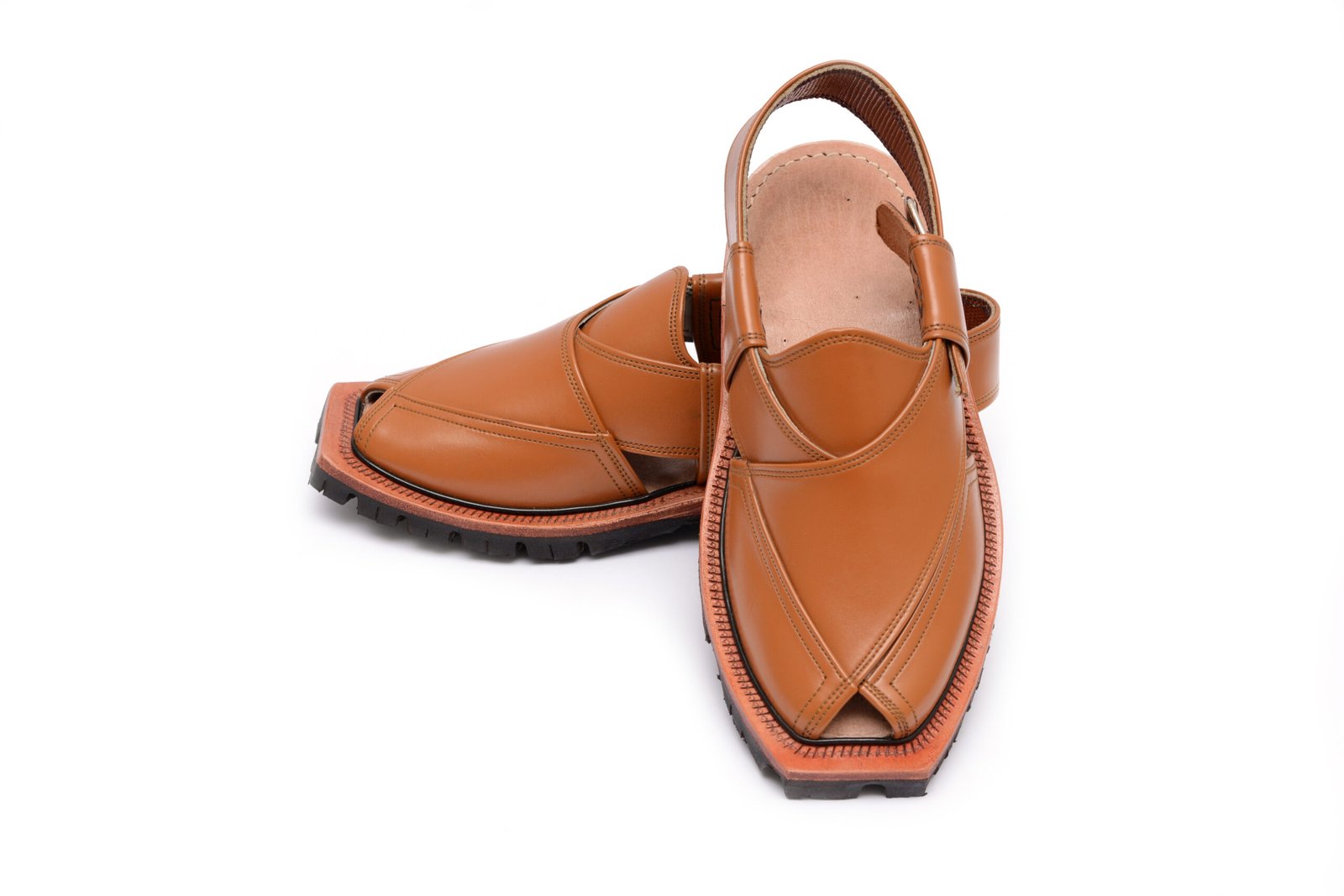 Tan brown Kaptan KHeRi Chappal with adjustable rear strap and double sole – KD-101