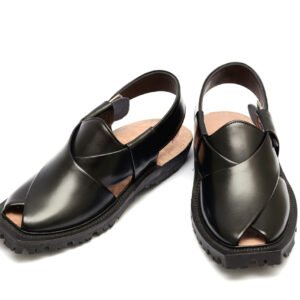 Black Traditional Balochi Norozi Chinakut with pointed covered vamp – KD-07