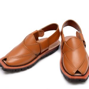 Tan brown Kaptan KHeRi Chappal with adjustable rear strap and double sole – KD-101