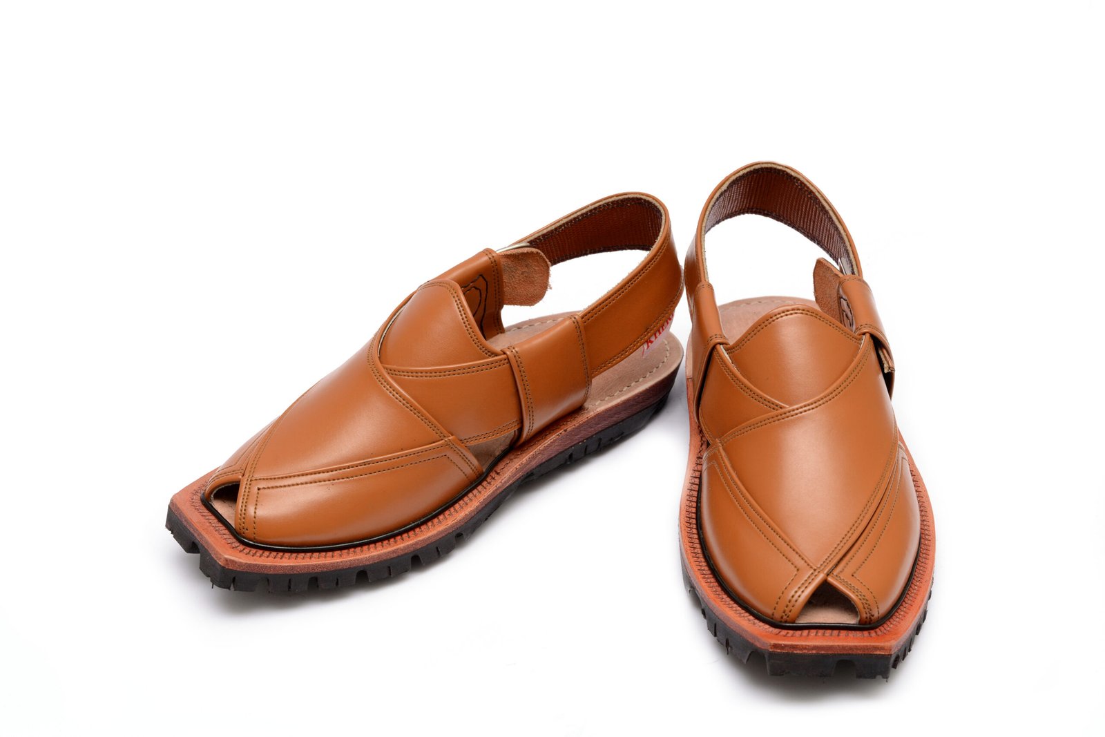 Tan brown Kaptan KHeRi Chappal with adjustable rear strap and double sole – KD-101
