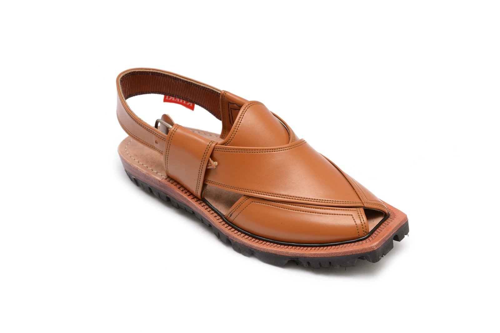 Tan brown Kaptan KHeRi Chappal with adjustable rear strap and double sole – KD-101