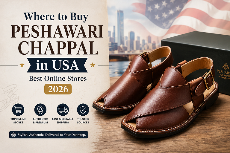 Authentic hand-stitched Peshawari chappal made from full grain leather in Pakistan available to buy online with shipping to USA